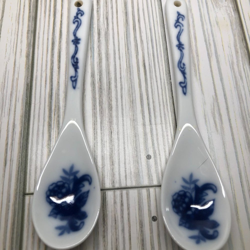 Set of 2 Blue Delft Ceramic Spoons 5"